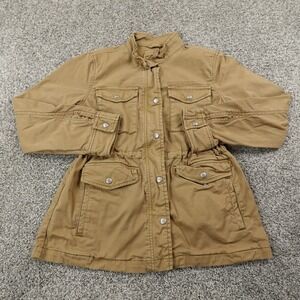 Gap Jacket Womens XS Brown Tan Cargo Utility Safari Military Zip Chore Over Coat